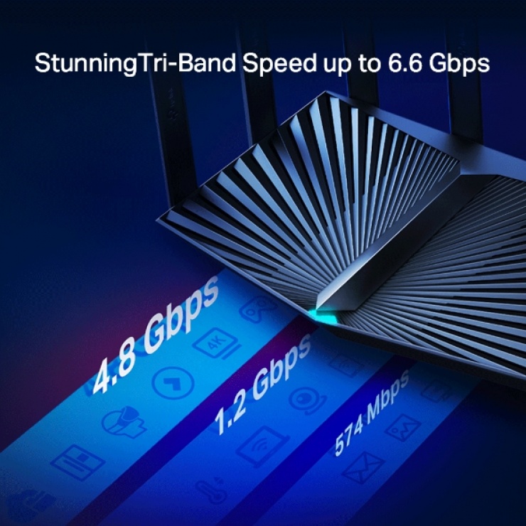 Imagine Router Tri-Band Wi-Fi 6 AX6600, TP-LINK ARCHER AX90